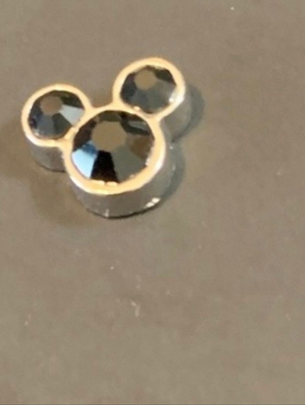 Black Crystal Mickey-Like Charm For Floating Lockets